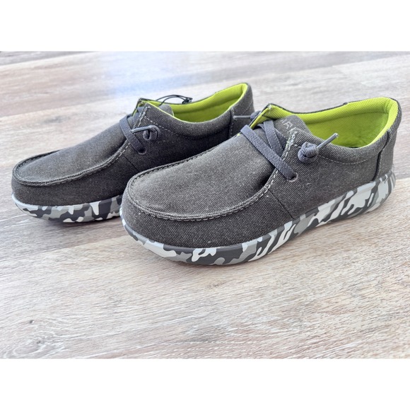 Ariat Hilo Charcoal Grey Neon Green Camo Sole Canvas Loafers 10050954 Mens 7D